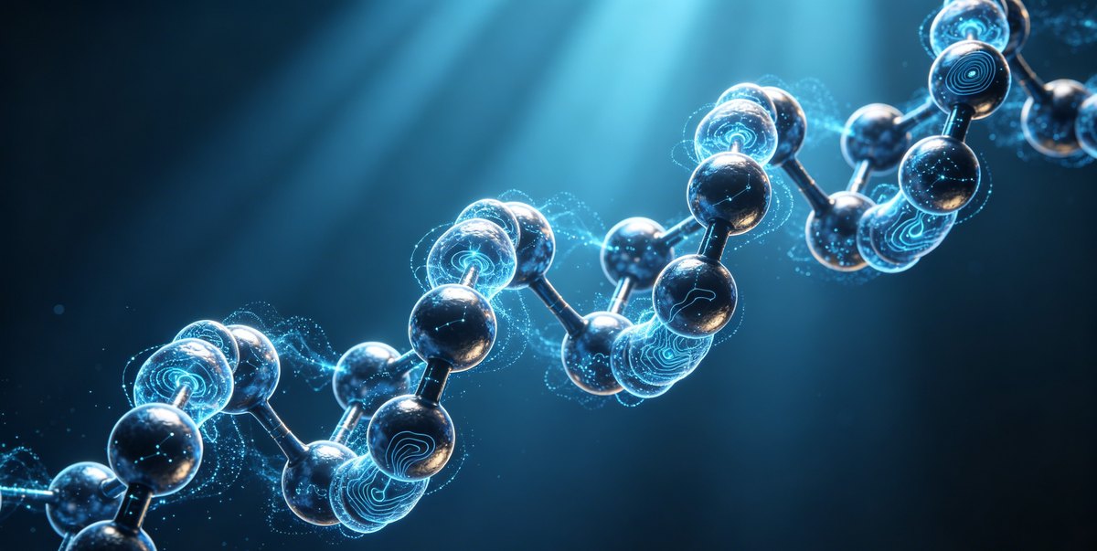 Abstract molecular-chain visual used as a continuity reference